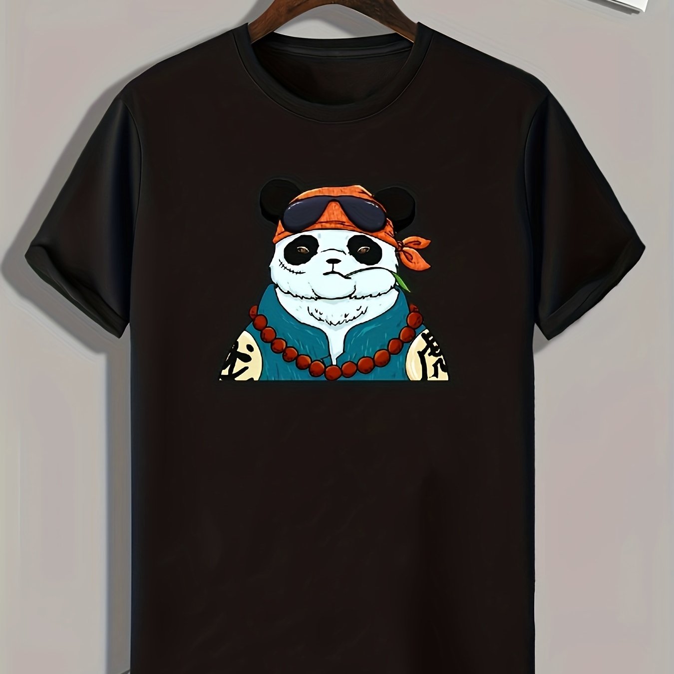 Panda Print Men's Graphic T-shirt for Summer