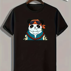 Panda Print Men's Graphic T-shirt for Summer