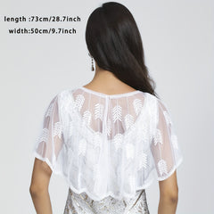 Vintage Embroidered Bead Shawl Evening Party Bridal Shawl