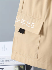 Boys Letter Print Cargo Shorts for Summer