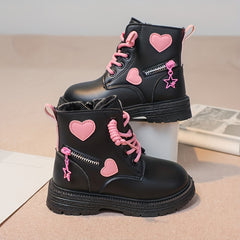 Girls' Plus Fleece Boots Non Slip Zipper Comfortable for Indoor/Outdoor