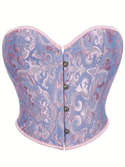 Jacquard Strapless Corset Bustier Tummy Control Lace Up Body Shaper