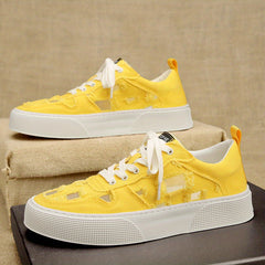 Men's Canvas Shoes Solid Lace up Skate Shoes Walking Sneakers