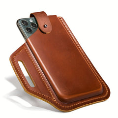 Leather Retro Mobile Phone Pocket Men's Belt Hanging Bag