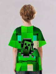 Pixel Style Print Kid's T shirt Unisex Tee For Summer