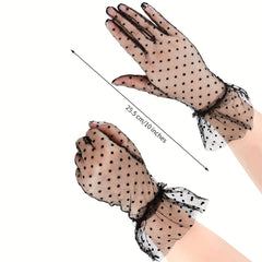 Polka Dot Lace Gloves Short Transparent Gloves for Party Prom Wedding