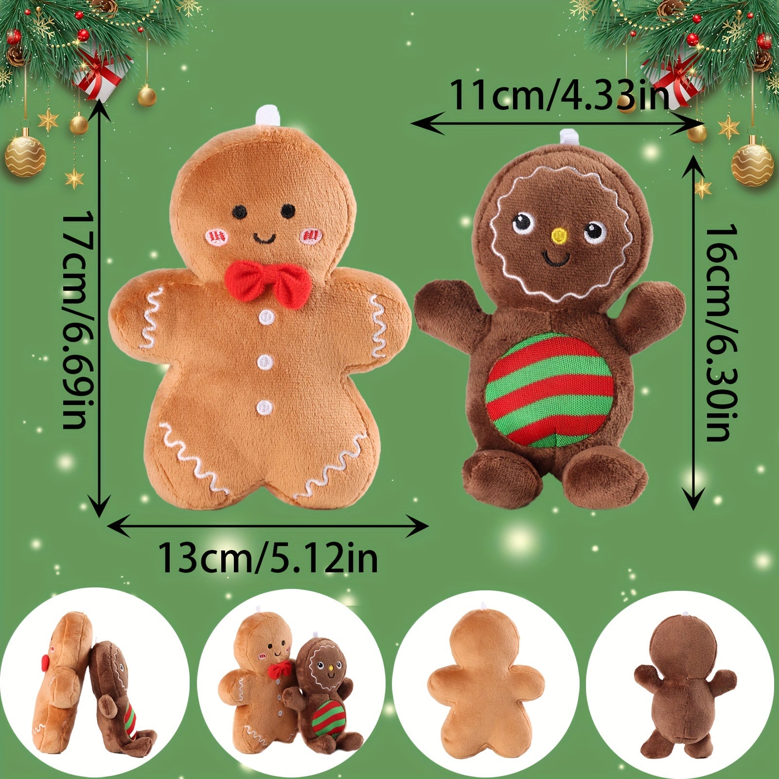 6" Gingerbread Man Toy Plush Stuffed Doll Christmas Tree Decoration