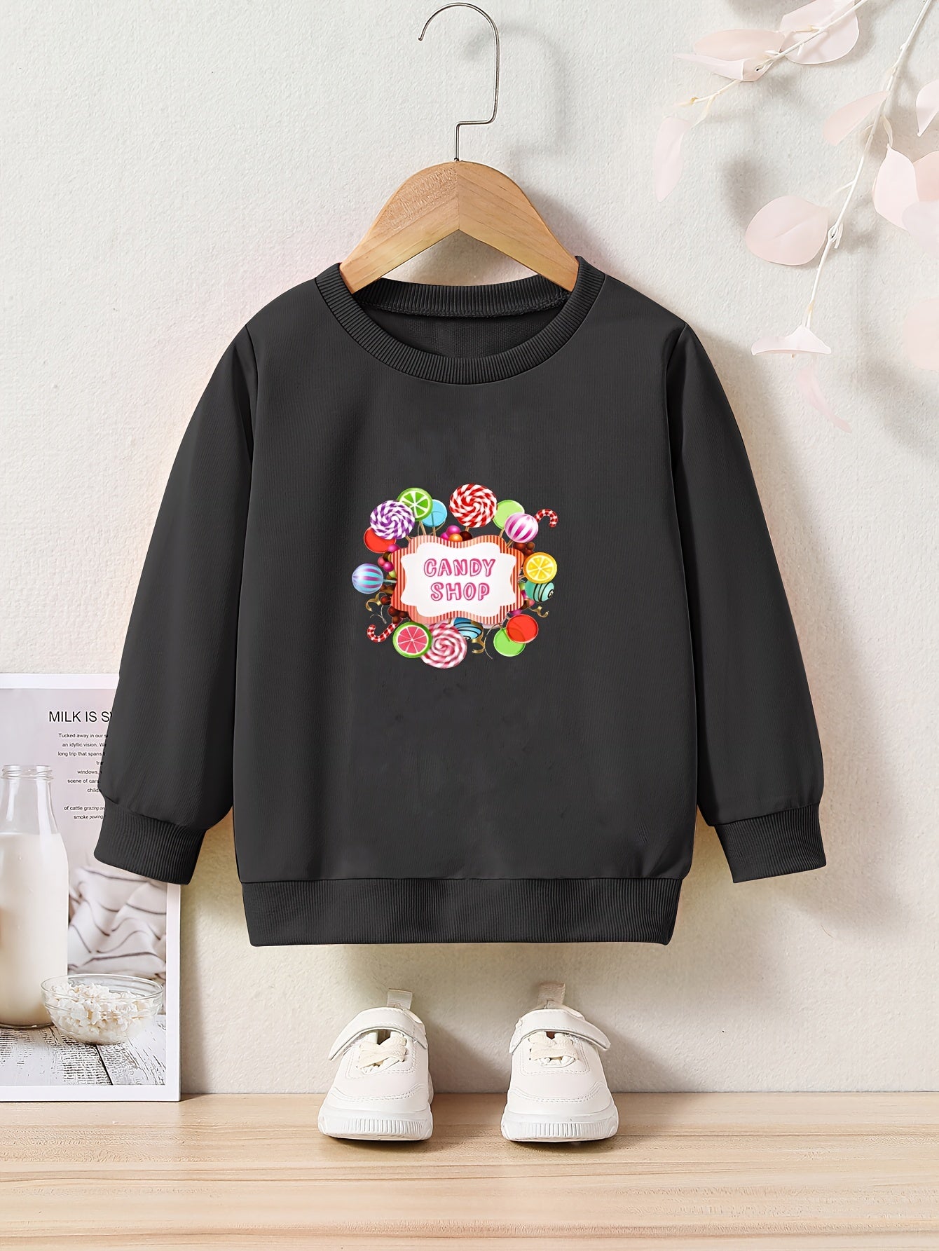 Cartoon Candy Shop Graphic Sweatshirt for Kids