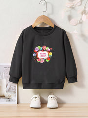 Cartoon Candy Shop Graphic Sweatshirt for Kids