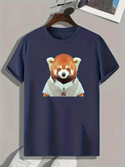 Bear Print Men's Graphic T shirt for Summer