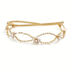 Double Layer Faux Pearl Rhinestone Head Piece Bridal Hair Accessories