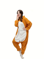 Women's Plus Size Cartoon Animal Plush Hooded Onesie Costume