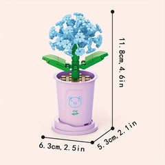 Flowers Assembled Building Block Toys Red Rose Model Hydrangea