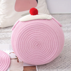 Bear Round Basket Cotton Rope Baskets Living Room Woven Basket Bedroom Storage