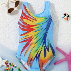 Girls Rainbow One Piece Swimsuit Sparkly Pattern Summer Swimwear