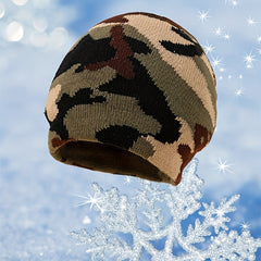 Neutral Camouflage Knitted Hat For Children