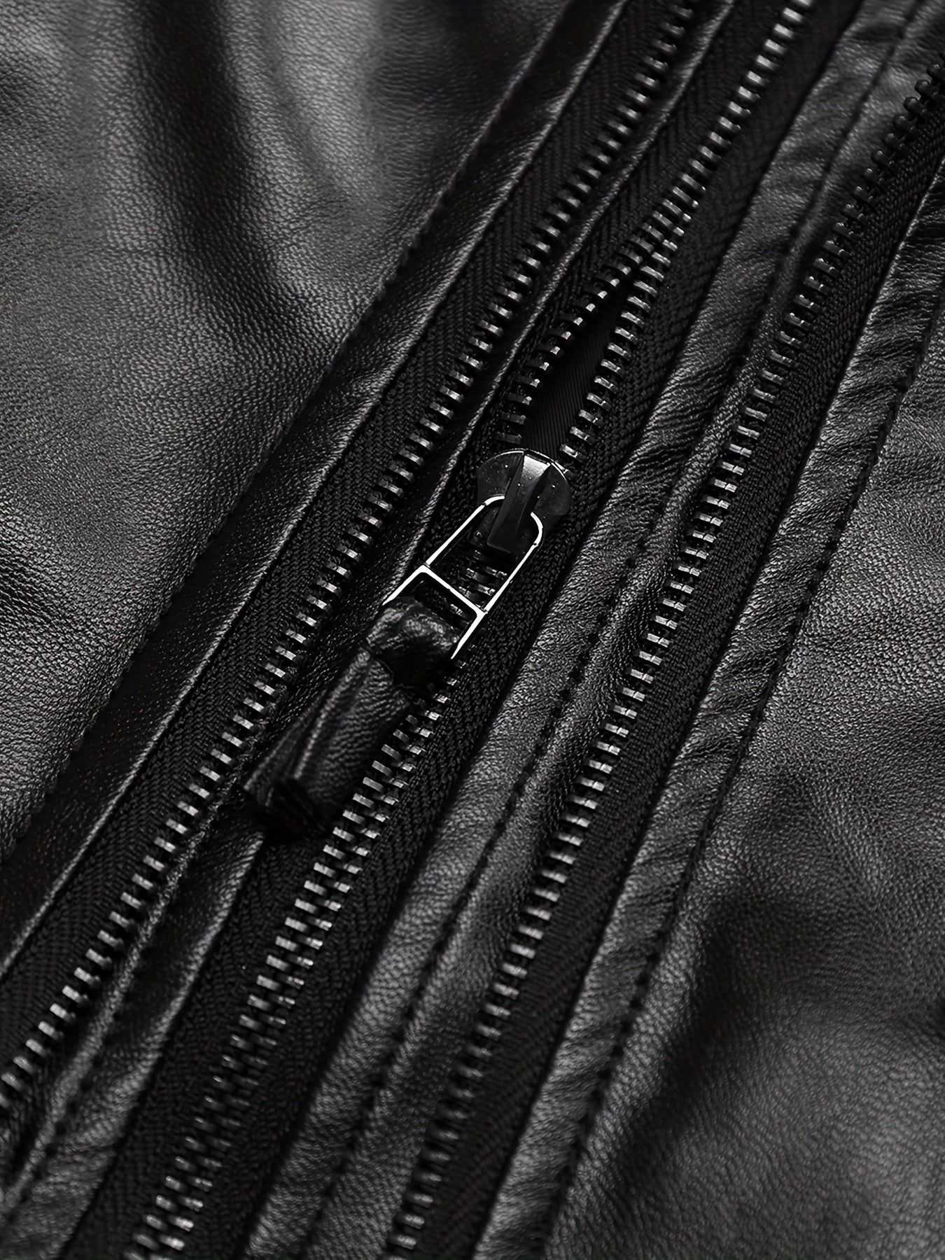 Punk Solid Jacket Zipper Layered Stitching Long Sleeve Outerwear
