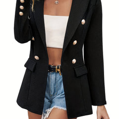 Double Breasted Blazer Long Sleeve Work Office Outerwear
