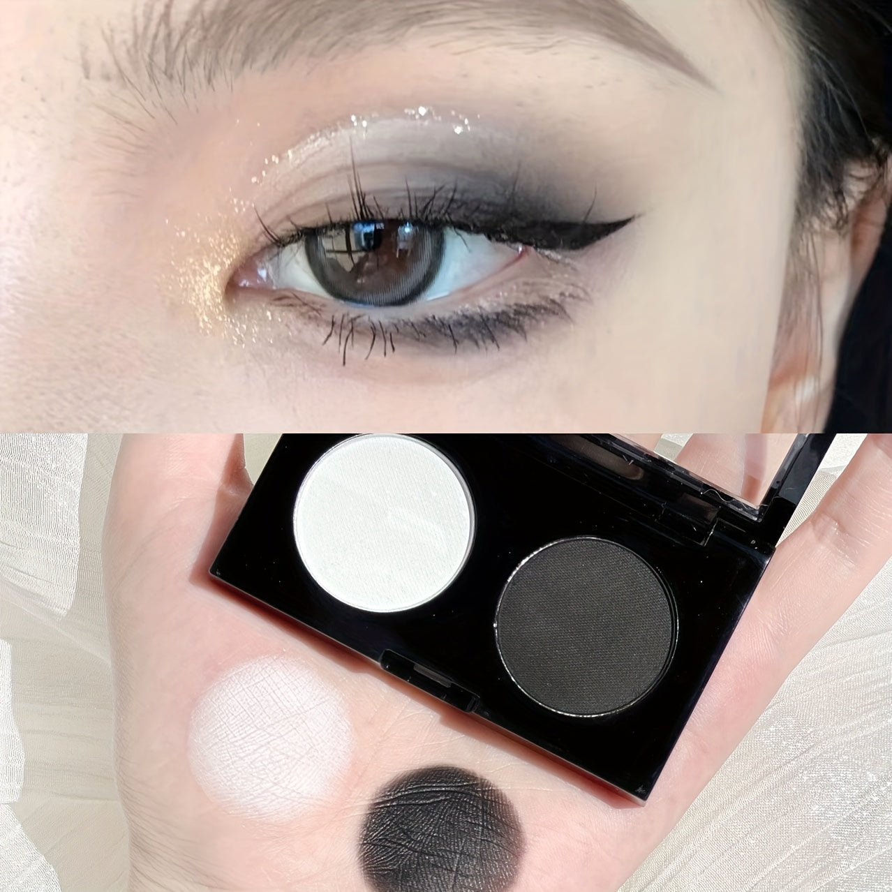 Matte 2-Color Eyeshadow Palette Cement Gray Smokey Cold Tone Punk Gothic Makeup