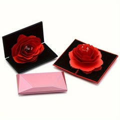 Romantic Rose Rotating Ring Box Proposal Jewelry Packaging Merry Christmas