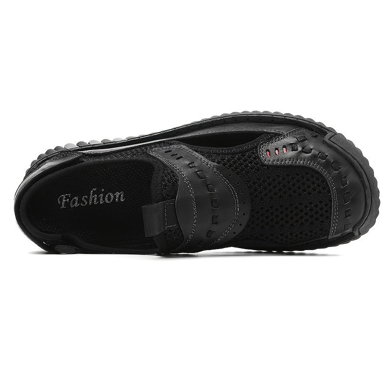 EXSHERO Men's Leather Sandals Non Slip Outdoor Hiking Beach Shoes