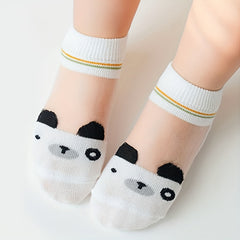 5Pairs Summer Socks Cute Animal Kids Girls Breathable Casual Socks