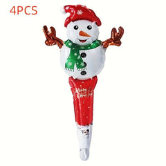 4pcs Christmas Snowman Sticks Handheld Balloon