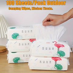 100pcs Outdoor Camping Wiping Paper Disposable Dry and Wet Dishwashing Cloth