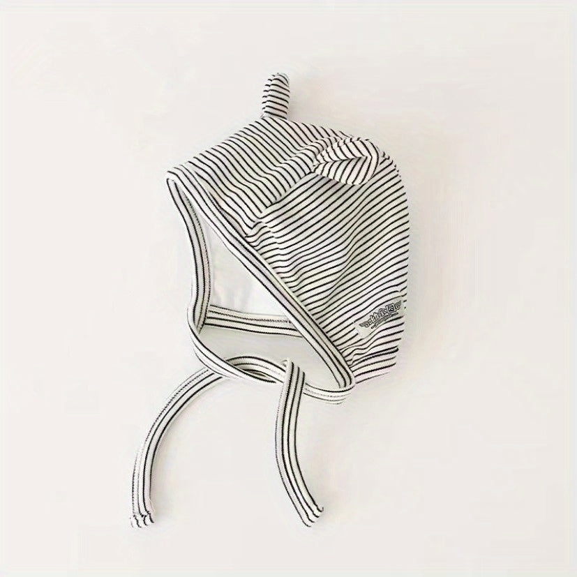 Striped Baby Ear Protection Hat Spring Autumn Cap