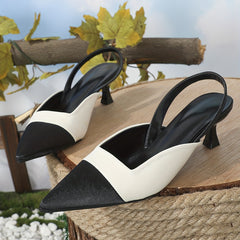 Cap Toe Kitten Heel Slingback Sandals