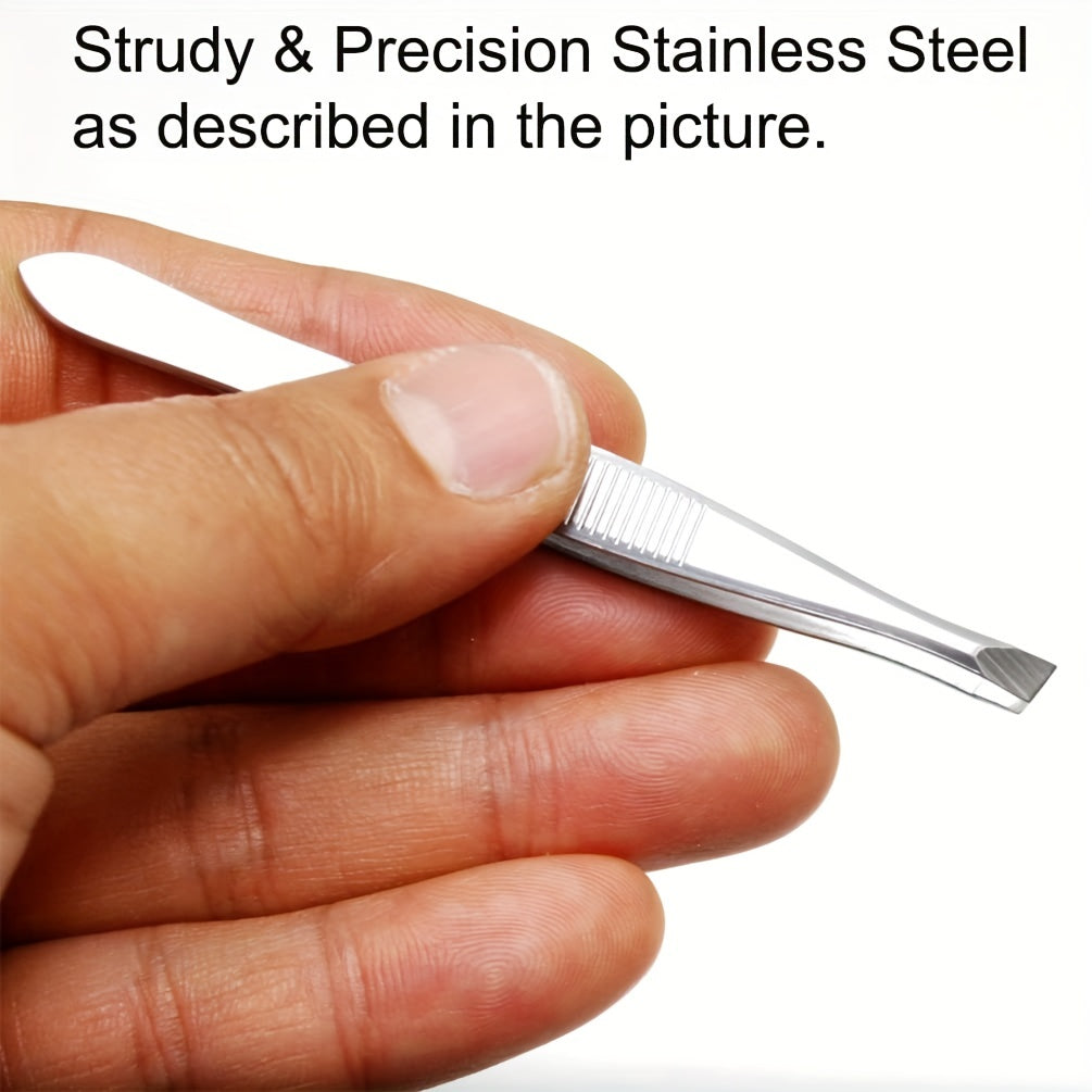 6pcs Stainless Steel Flat Tip Tweezers For Women Eyebrow Tweezers