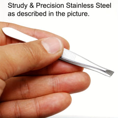 6pcs Stainless Steel Flat Tip Tweezers For Women Eyebrow Tweezers