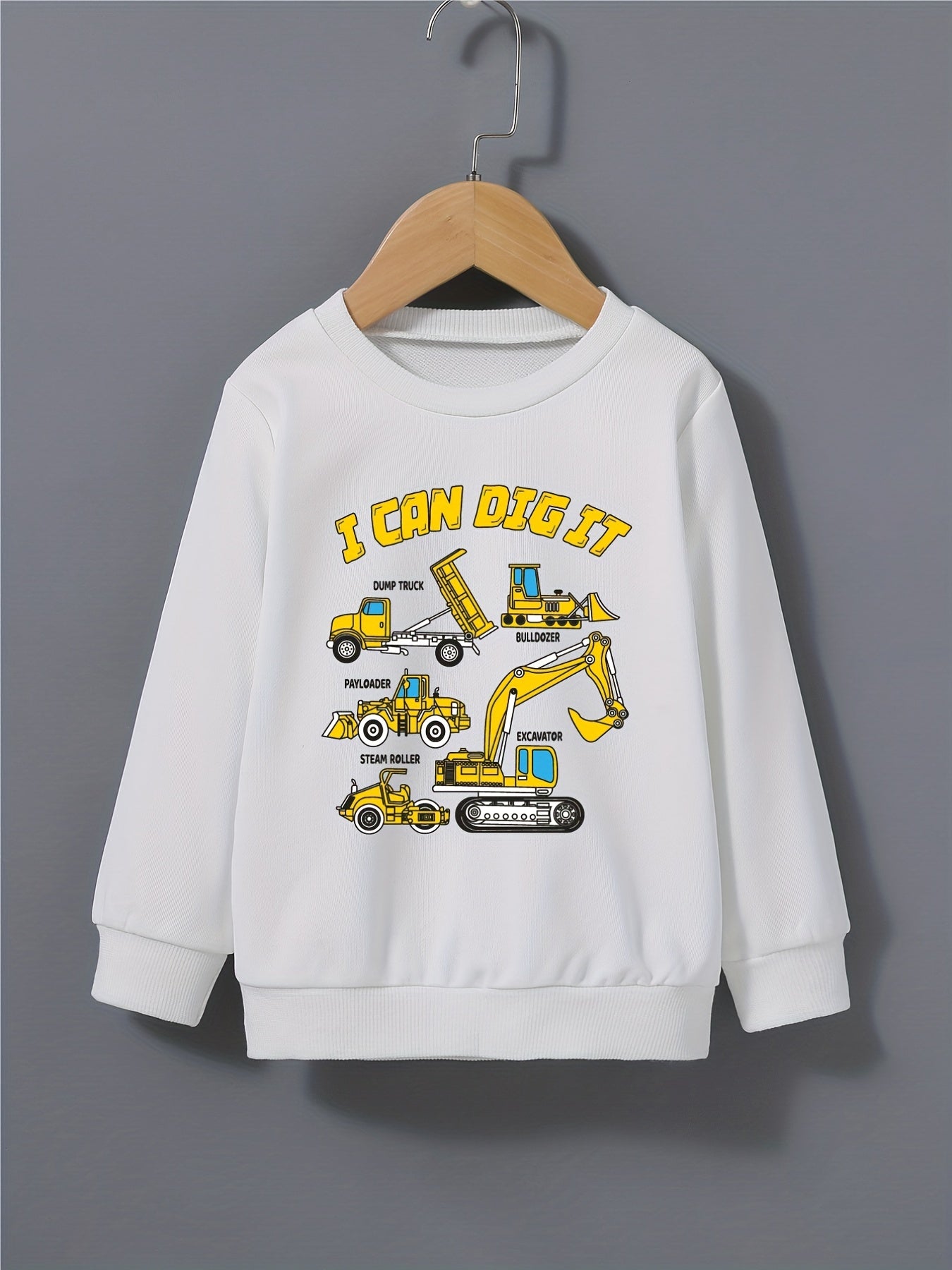 Cartoon Construction Car Boys Sweatshirt