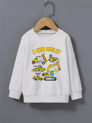 Cartoon Construction Car Boys Sweatshirt