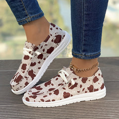 Cow Pattern Flat Boat Shoes Casual Versatile Wear Resistance Loafers Shoes