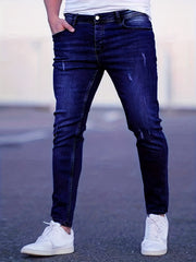 Slim Fit Moustache Effect Jeans Men's Casual Street Style