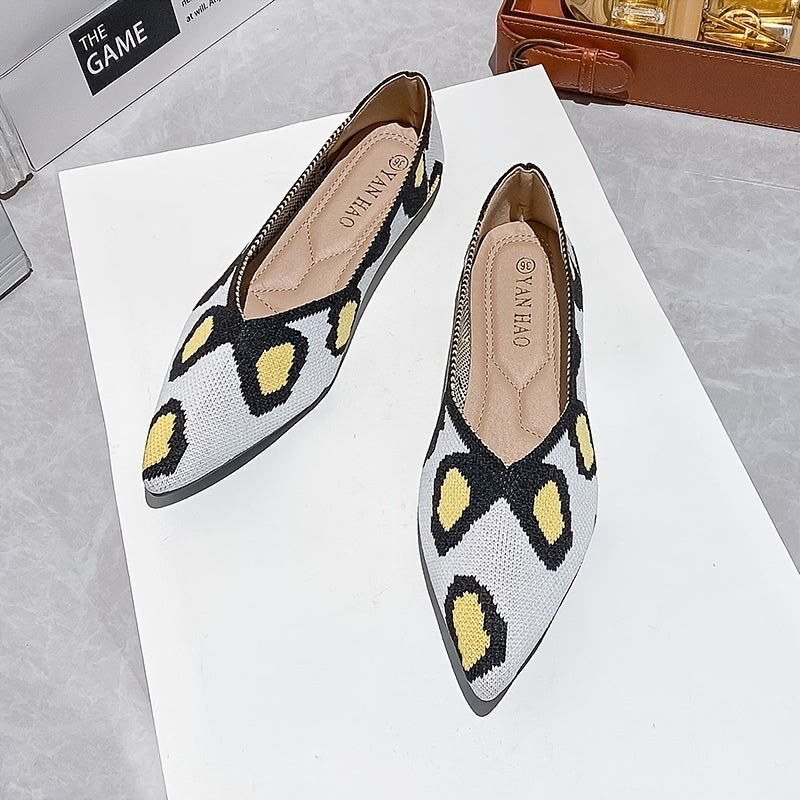 Women's Breathable Slip-On Flat Shoes Lightweight Knit Casual Footwear