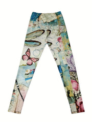 High Waist Stretchy Leggings Allover Print Skinny Leggings