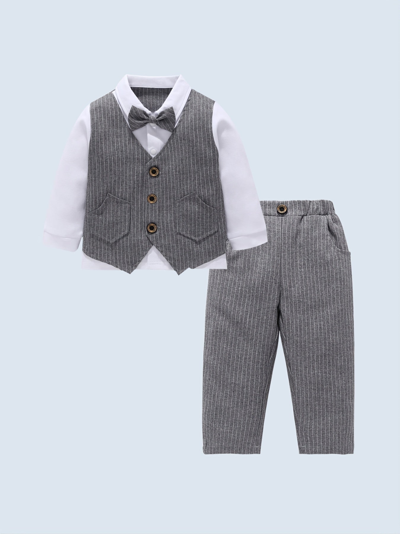 Boys Gentleman Suit Formal Shirt Vest Pants Set