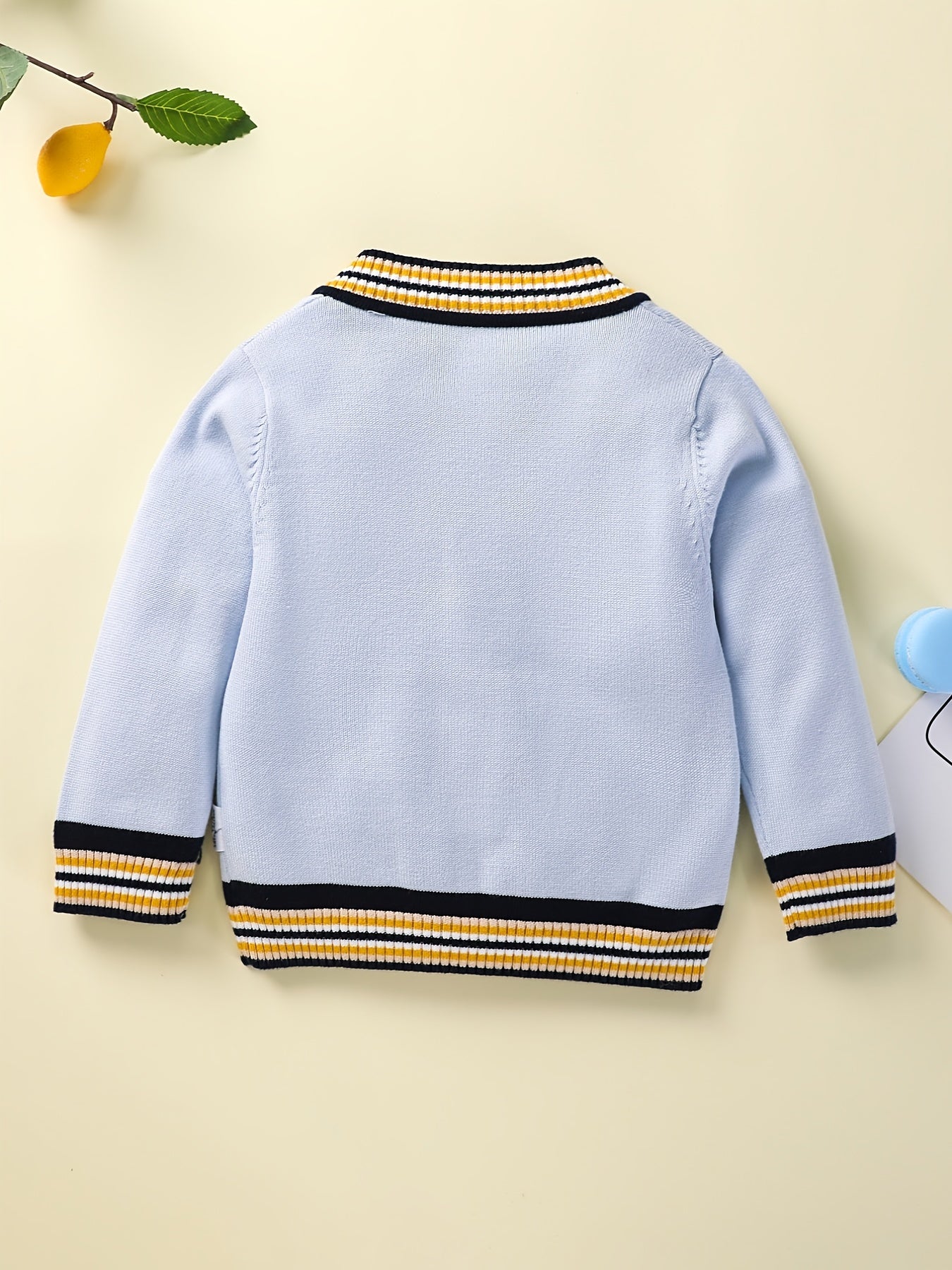 Toddler Boys Block Knit Cardigan V neck Button Up Sweater Kids Clothes