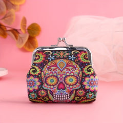 Skull Flower Coin Purse Buckle Wallet Vintage Design