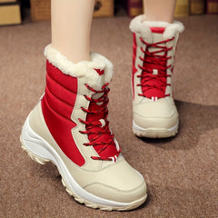 Women's Waterproof Plush Inner Snow Boots Winter Mid tube Boots