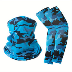 2pcs Outdoor Sunscreen Neck Gaiter Riding Mask And Sunshade Sleeve Set