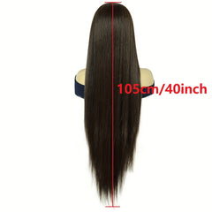 Long Straight Hair Wine Red Brown Coffee Wig Synthetic Lace Front Wig