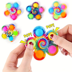 Colorful Tie Dye Fidget Spinner Toy Stress Relief Magic Popper Fun Party Favors