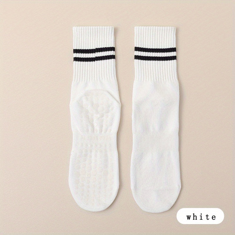 3 Pcs Striped Non-slip Yoga Socks for Pilates Barre Fitness