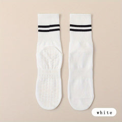 3 Pcs Striped Non-slip Yoga Socks for Pilates Barre Fitness