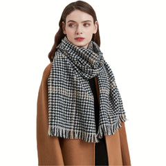 Plaid Warm Scarf Classic Tassel Shawl Thick Soft Head Wrap Scarves