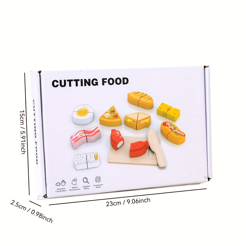 Wooden Pretend Play Food Seafood Sticker Matching Game Toy