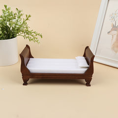 Wooden Single Bed Dollhouse Furniture Decor Toy